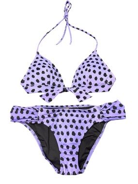 Vintage Victoria's Secret Purple and Black Leopard-Print Bikini, Size Small